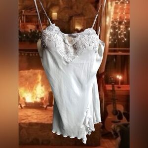 Linea Donatella Negligee Size L Chiffon Camisole White Fairy Lace Bridal